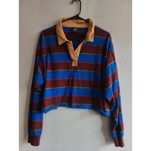 Women's XL Stranger Things cropped polo long sleeve shirt 80-look